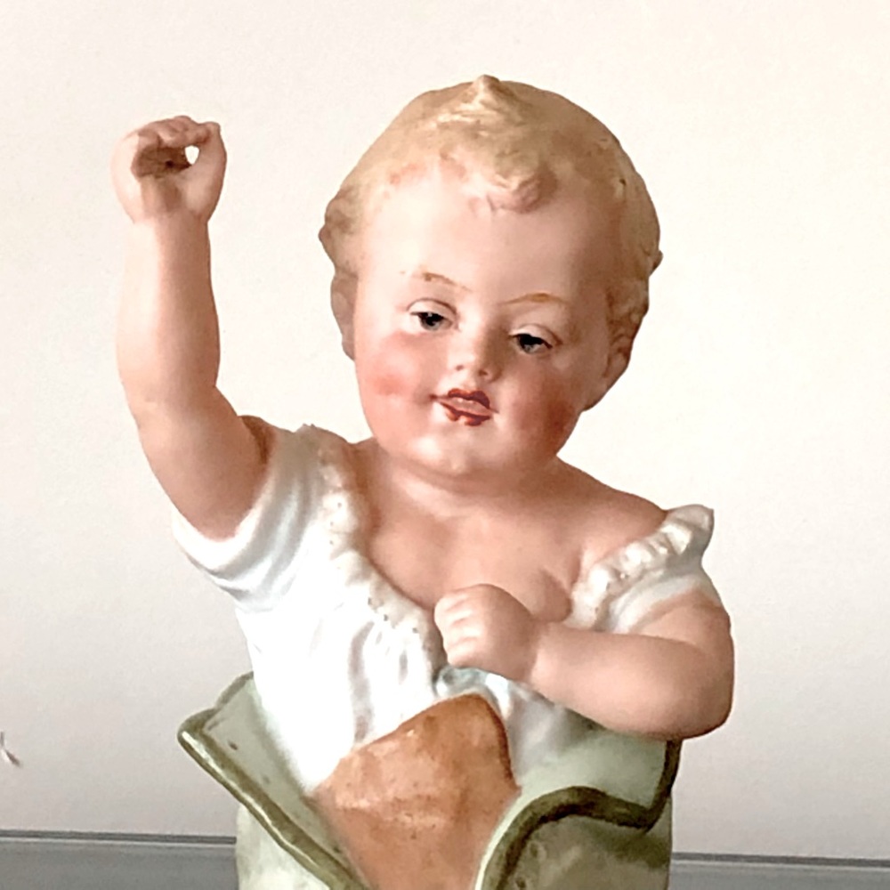 Gebruder Heubach Bisque Piano baby in shoe Germany